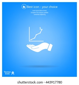 Infographic with hand, chart icon, vector illustration