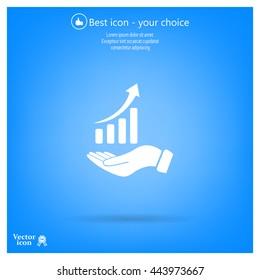 Infographic with hand, chart icon, vector illustration