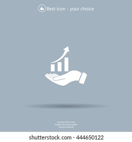 Infographic with hand, chart icon, vector illustration