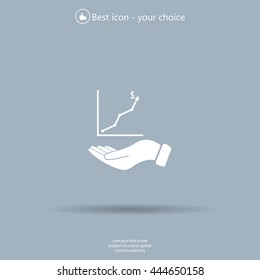 Infographic with hand, chart icon, vector illustration