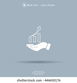 Infographic with hand, chart icon, vector illustration