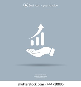Infographic with hand, chart icon, vector illustration. Flat design style