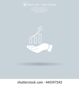Infographic with hand, chart icon, vector illustration