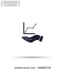 Infographic with hand, chart icon, vector illustration