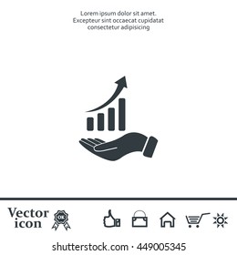 Infographic with hand, chart icon, vector illustration