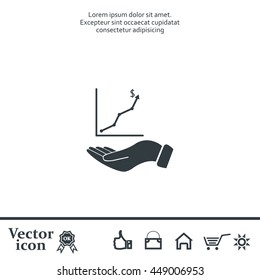 Infographic with hand, chart icon, vector illustration