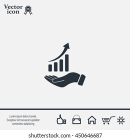Infographic with hand, chart icon, vector illustration