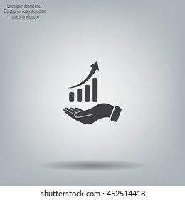 Infographic with hand, chart icon, vector illustration