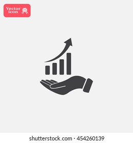 Infographic with hand, chart icon, vector illustration