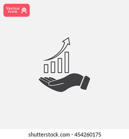 Infographic with hand, chart icon, vector illustration