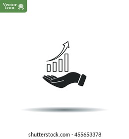 Infographic with hand, chart icon, vector illustration