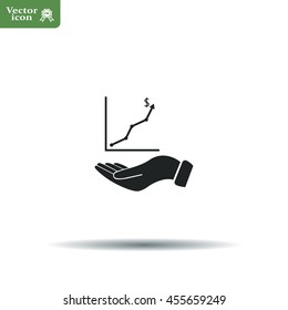 Infographic with hand, chart icon, vector illustration