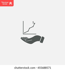 Infographic with hand, chart icon, vector illustration