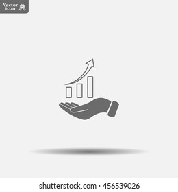 Infographic with hand, chart icon, vector illustration