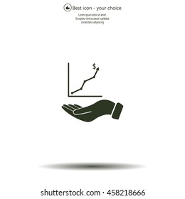 Infographic with hand, chart icon, vector illustration