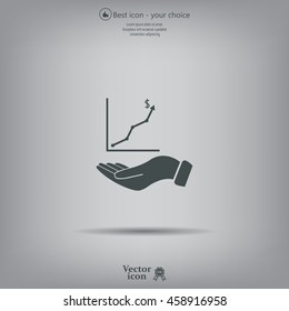 Infographic with hand, chart icon, vector illustration