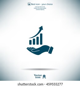 Infographic with hand, chart icon, vector illustration