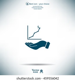 Infographic with hand, chart icon, vector illustration