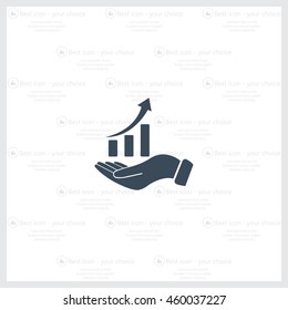 Infographic with hand, chart icon, vector illustration