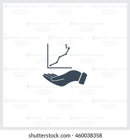 Infographic with hand, chart icon, vector illustration