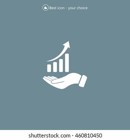 Infographic with hand, chart icon, vector illustration