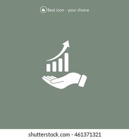 Infographic with hand, chart icon, vector illustration