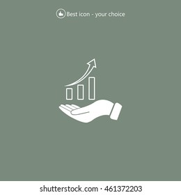 Infographic with hand, chart icon, vector illustration