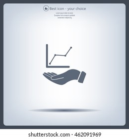 Infographic with hand, chart icon, vector illustration