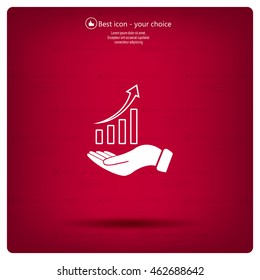 Infographic with hand, chart icon, vector illustration