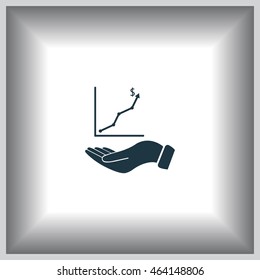 Infographic with hand, chart icon, vector illustration