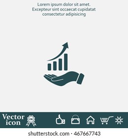 Infographic with hand, chart icon, vector illustration