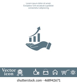 Infographic with hand, chart icon, vector illustration