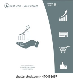 Infographic with hand, chart icon, vector illustration