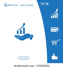 Infographic with hand, chart icon, vector illustration