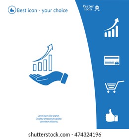 Infographic with hand, chart icon, vector illustration