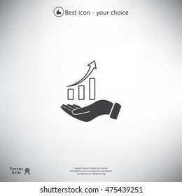 Infographic with hand, chart icon, vector illustration