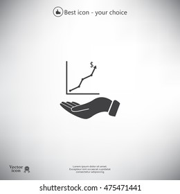 Infographic with hand, chart icon, vector illustration