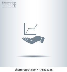 Infographic with hand, chart icon, vector illustration