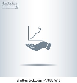 Infographic with hand, chart icon, vector illustration