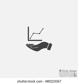 Infographic with hand, chart icon, vector illustration