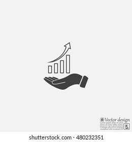 Infographic with hand, chart icon, vector illustration