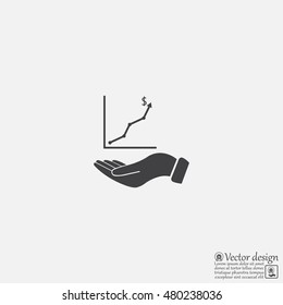 Infographic with hand, chart icon, vector illustration