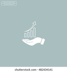 Infographic with hand, chart icon, vector illustration