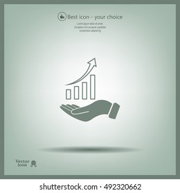 Infographic with hand, chart icon, vector illustration