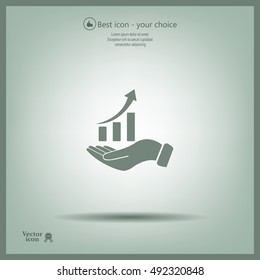 Infographic with hand, chart icon, vector illustration