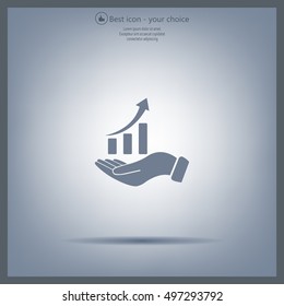 Infographic with hand, chart icon, vector illustration