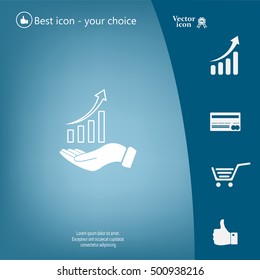 Infographic with hand, chart icon, vector illustration