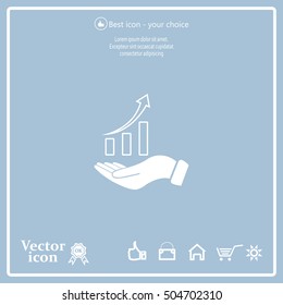 Infographic with hand, chart icon, vector illustration
