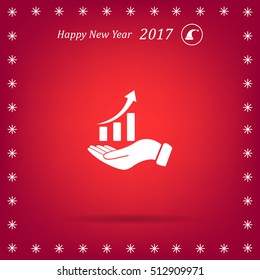 Infographic with hand, chart icon, vector illustration