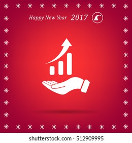 Infographic with hand, chart icon, vector illustration. Flat design style